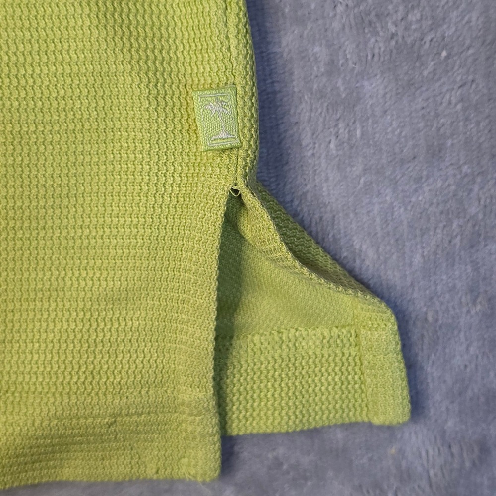 Tommy Bahama Polo Shirt Mens XL Lime Green Silk Blend Textured Resort Coastal - Picture 5 of 9